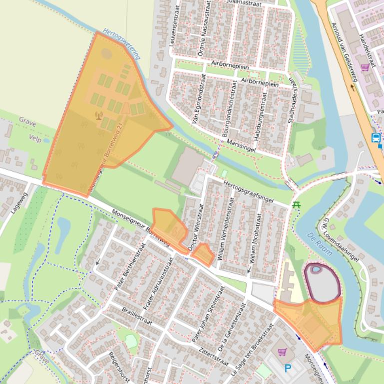 Kaart van postcodegebied 5361AP.