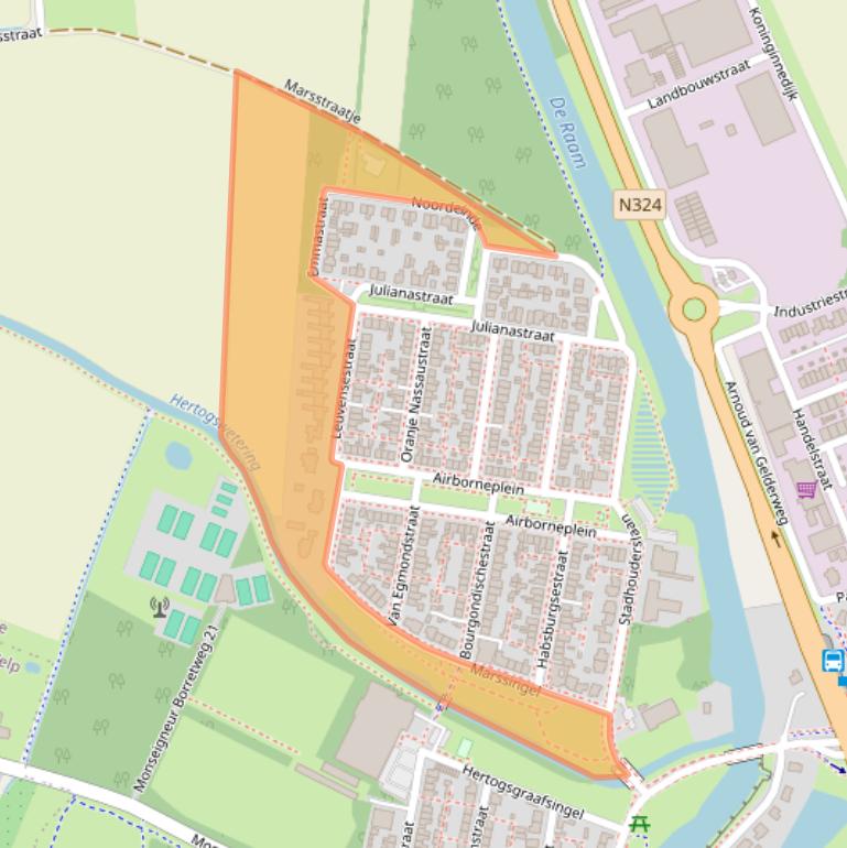 Kaart van postcodegebied 5361BX.