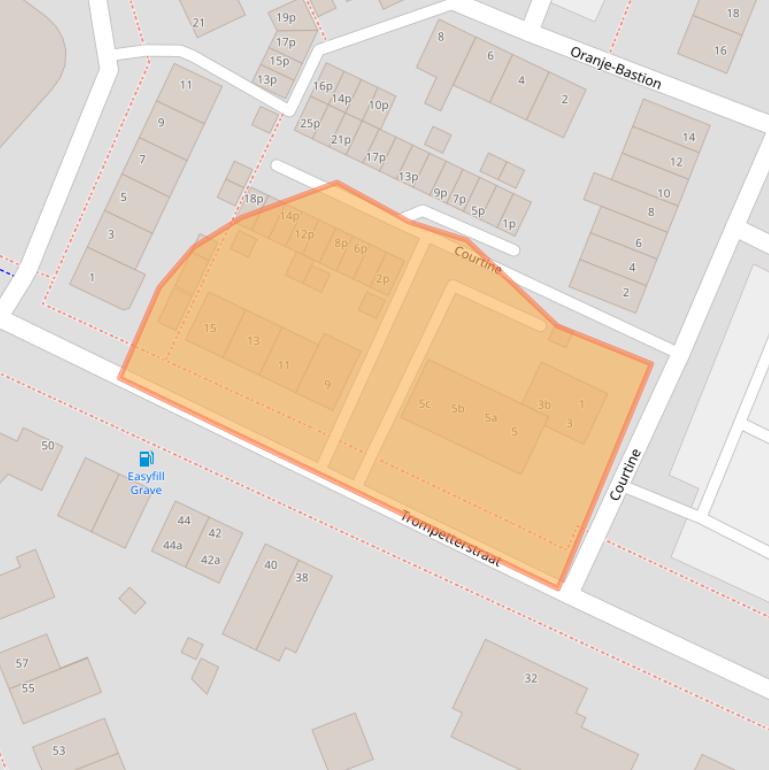 Kaart van postcodegebied 5361EP.