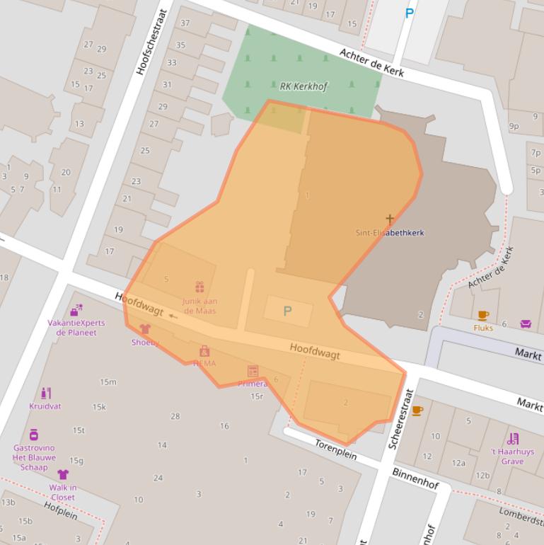 Kaart van postcodegebied 5361EW.