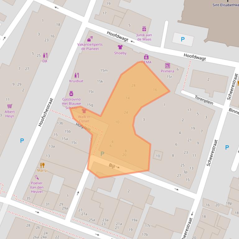 Kaart van postcodegebied 5361EX.