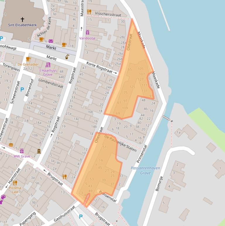 Kaart van postcodegebied 5361GM.