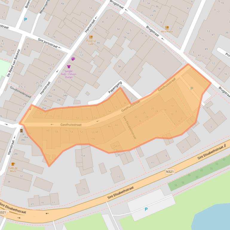 Kaart van postcodegebied 5361HH.