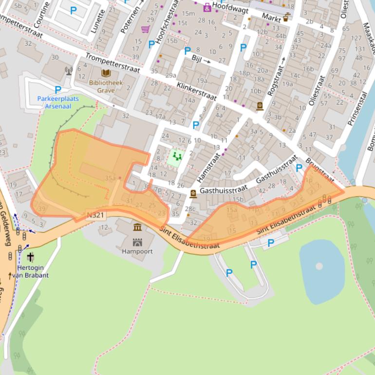Kaart van postcodegebied 5361HJ.