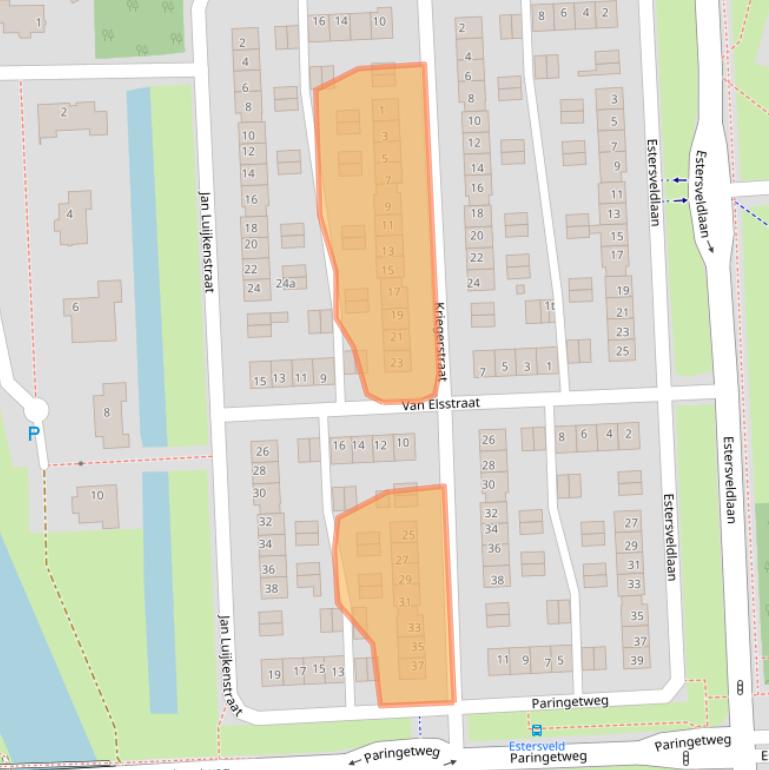 Kaart van postcodegebied 5361JA.