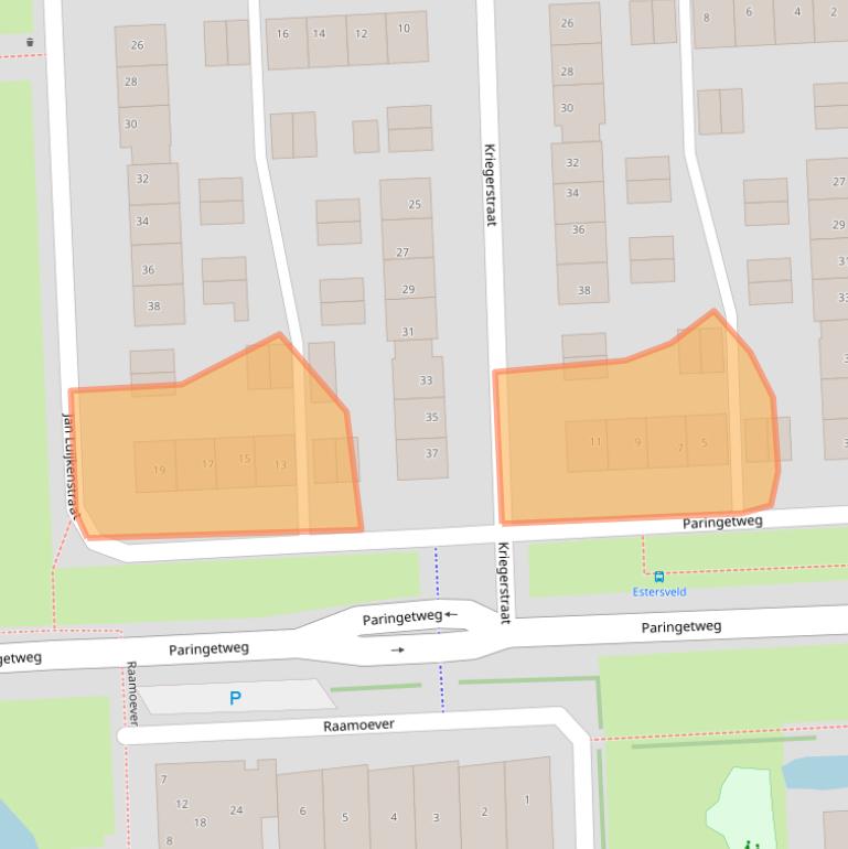 Kaart van postcodegebied 5361JE.