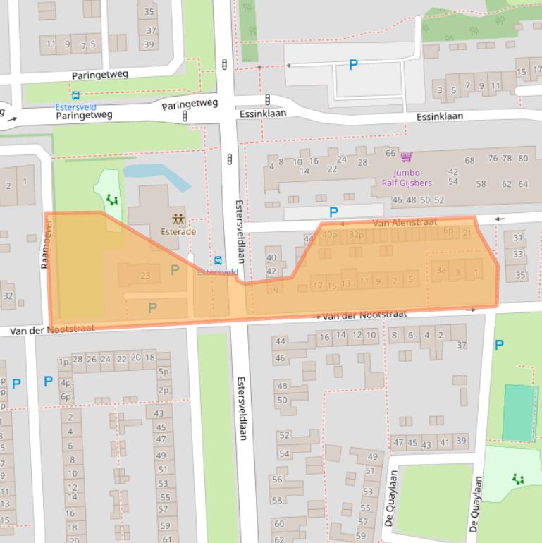 Kaart van postcodegebied 5361JG.