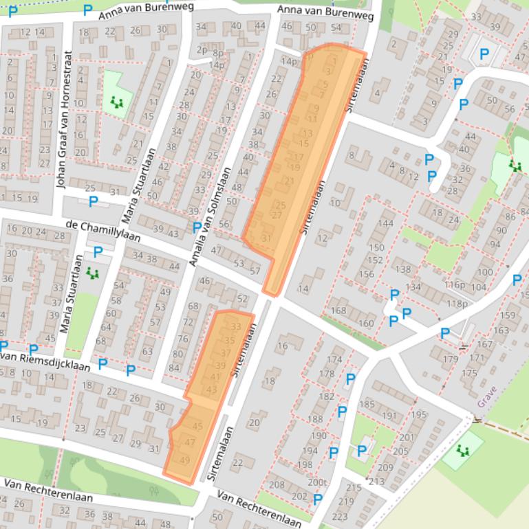 Kaart van postcodegebied 5361JX.