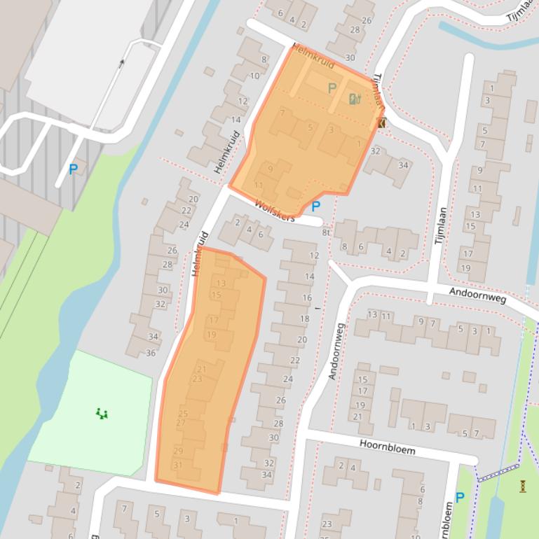 Kaart van postcodegebied 5361MG.