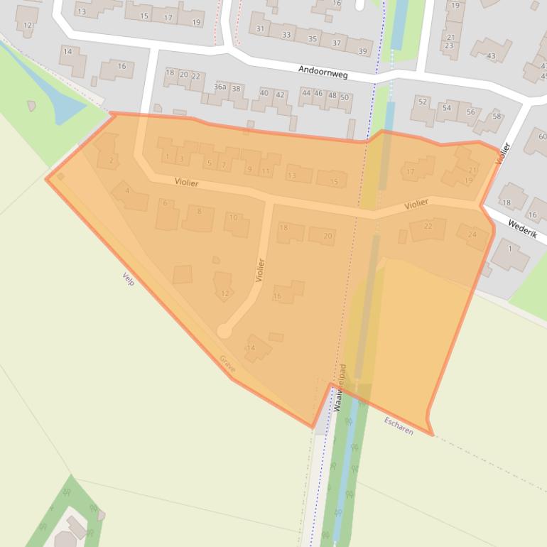 Kaart van postcodegebied 5361MR.