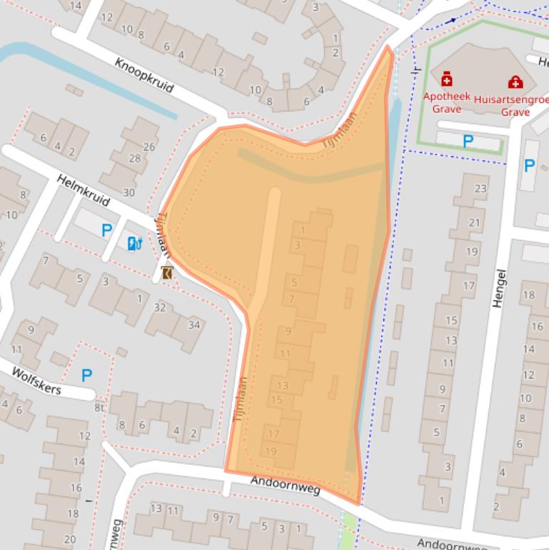 Kaart van postcodegebied 5361PE.