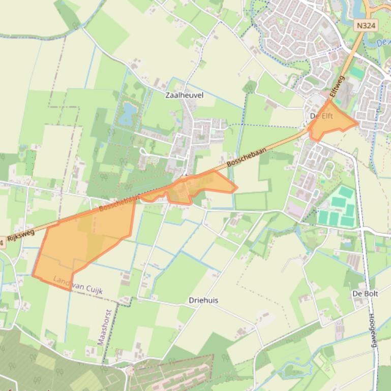 Kaart van postcodegebied 5363SX.