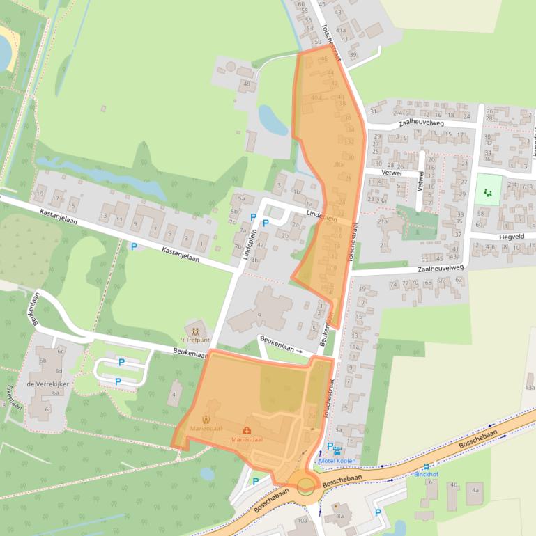 Kaart van postcodegebied 5363TC.