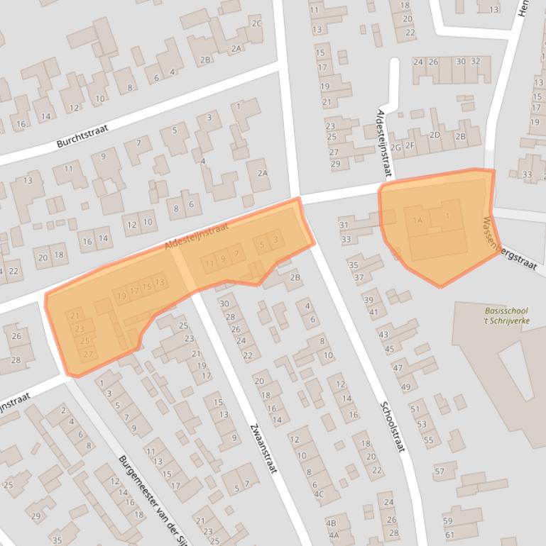 Kaart van postcodegebied 5373BE.