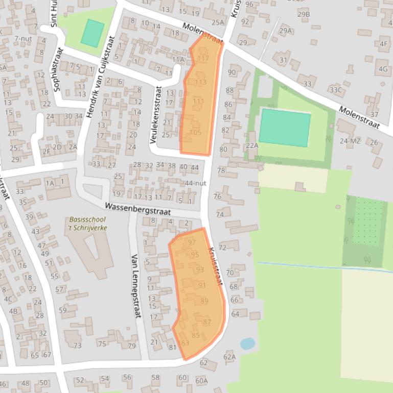 Kaart van postcodegebied 5373BP.