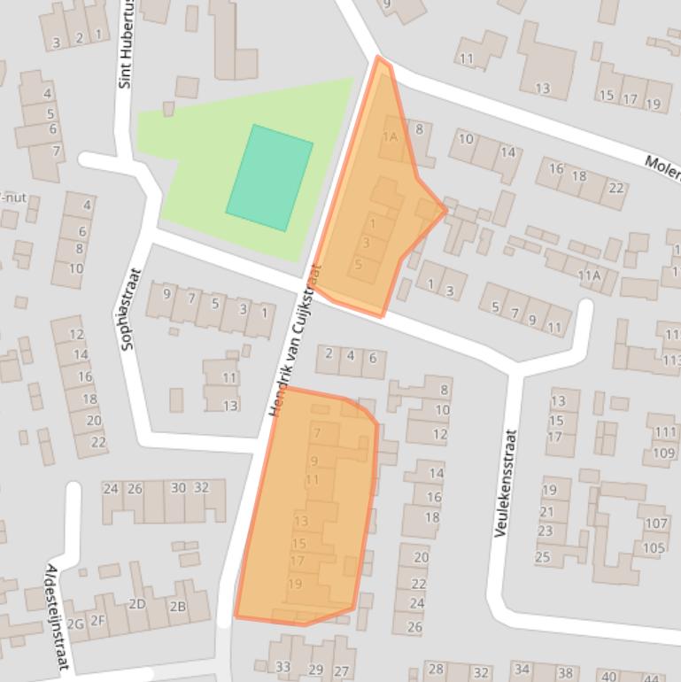 Kaart van postcodegebied 5373CB.