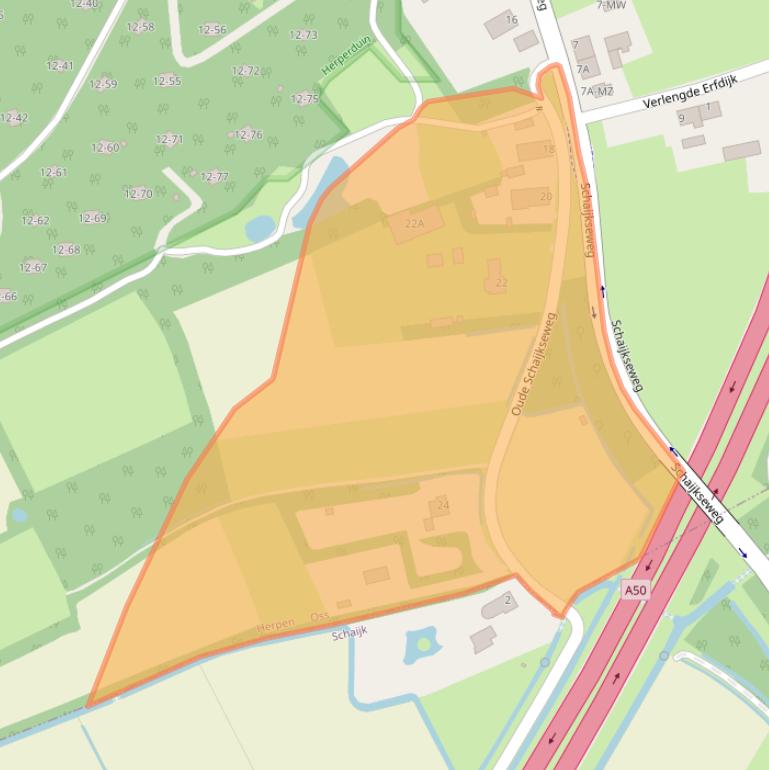 Kaart van postcodegebied 5373MB.