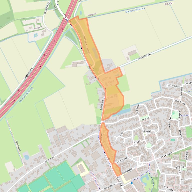 Kaart van postcodegebied 5374AD.