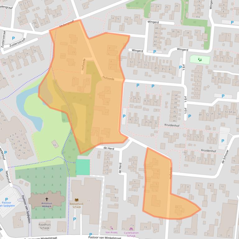 Kaart van postcodegebied 5374AR.