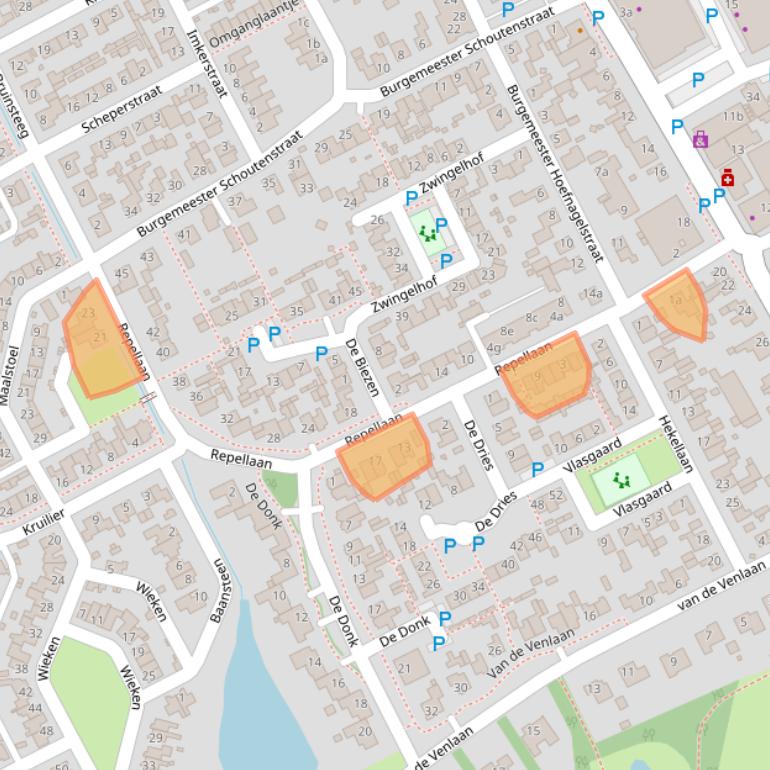 Kaart van postcodegebied 5374GS.