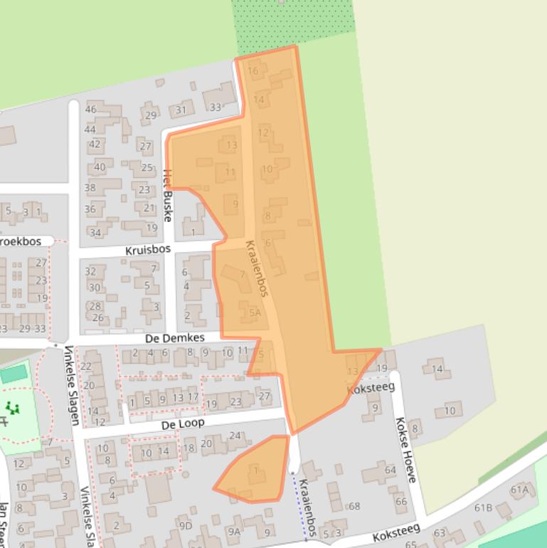 Kaart van postcodegebied 5381ED.