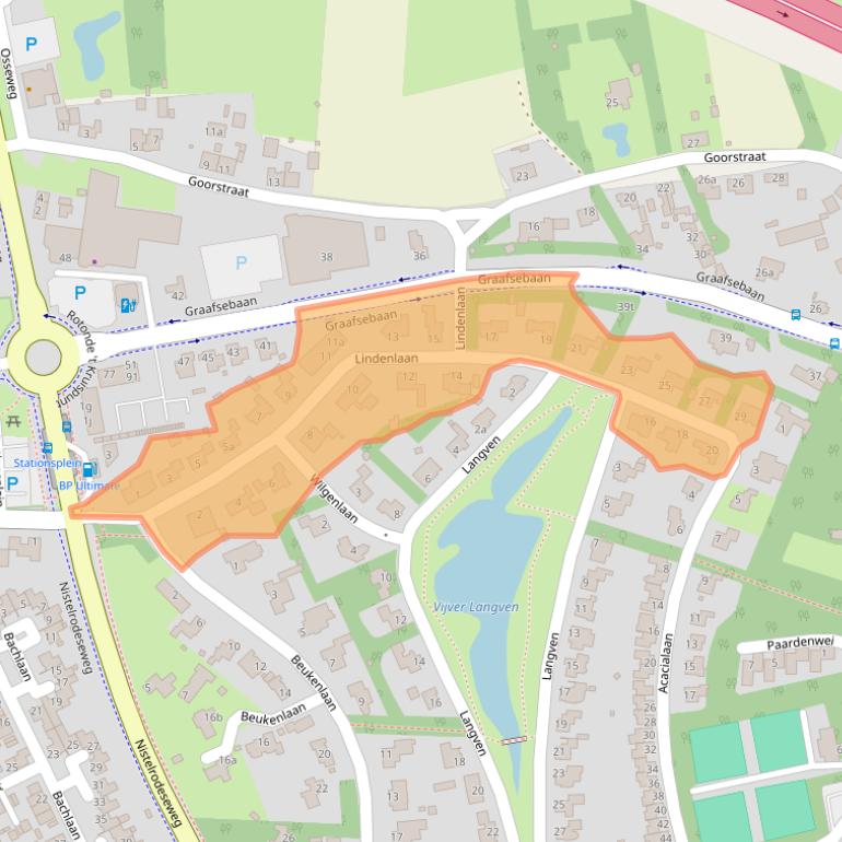 Kaart van postcodegebied 5384BD.