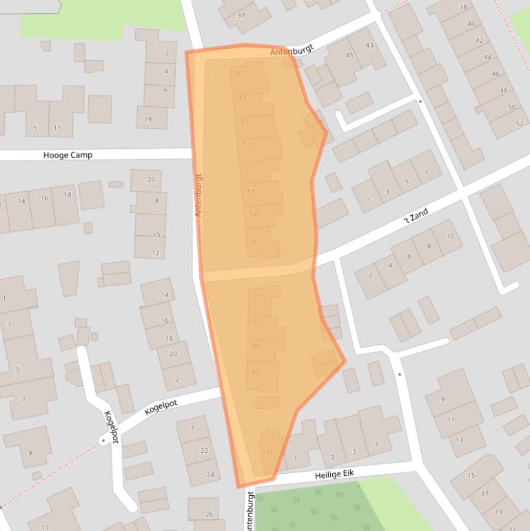 Kaart van postcodegebied 5384DD.