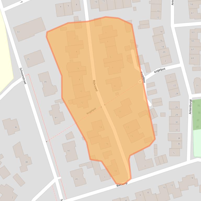 Kaart van postcodegebied 5384DG.