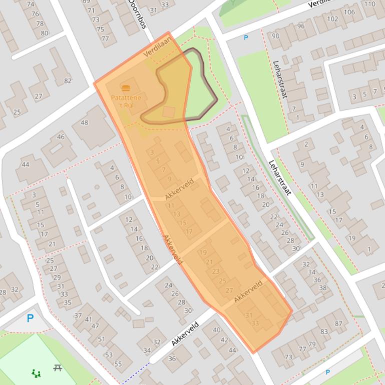 Kaart van postcodegebied 5384DX.