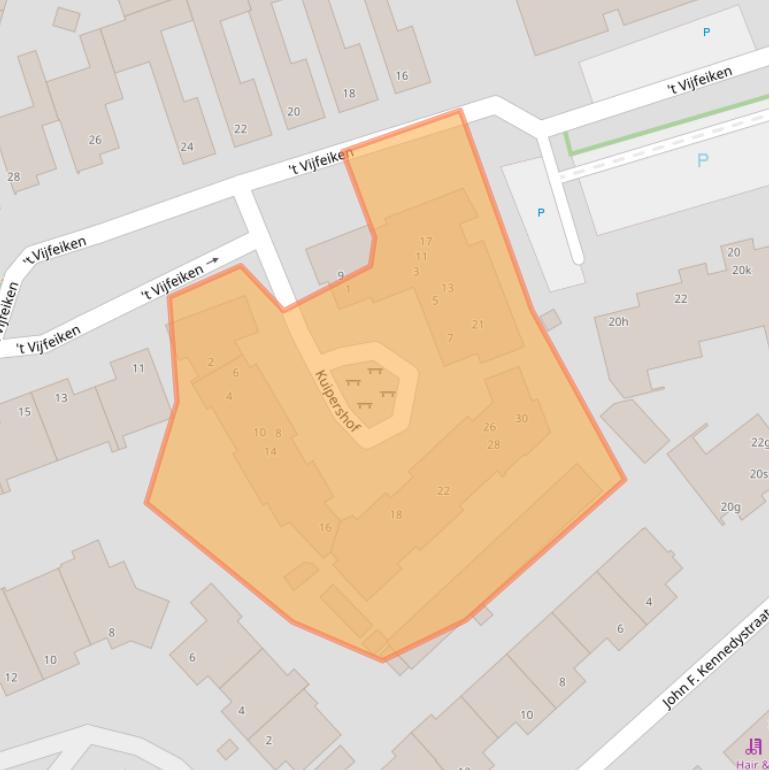 Kaart van postcodegebied 5384EP.