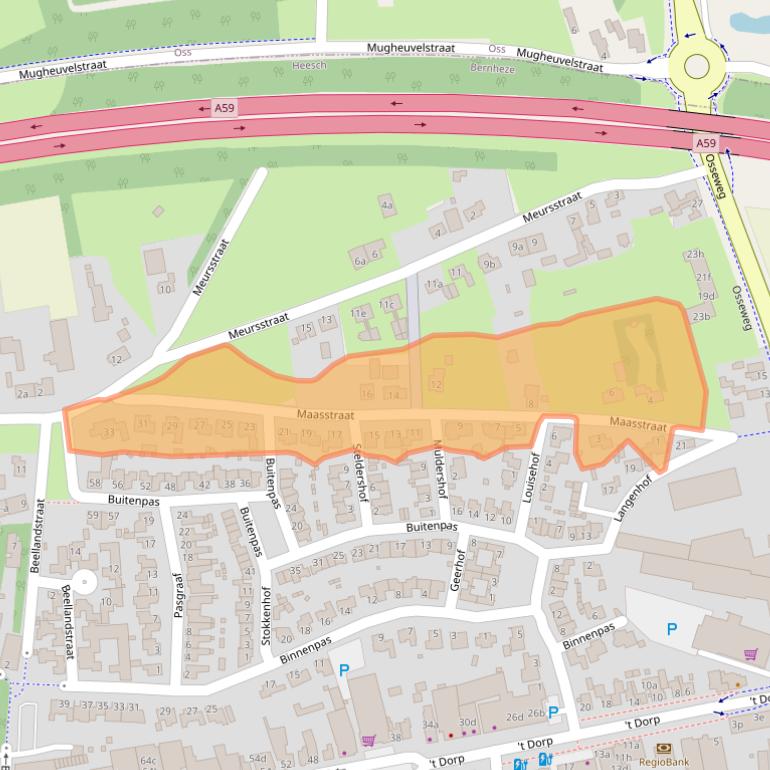 Kaart van postcodegebied 5384NE.