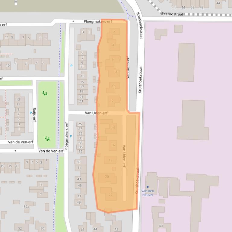 Kaart van postcodegebied 5384TR.