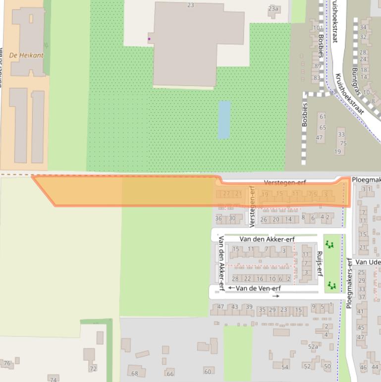 Kaart van postcodegebied 5384TS.