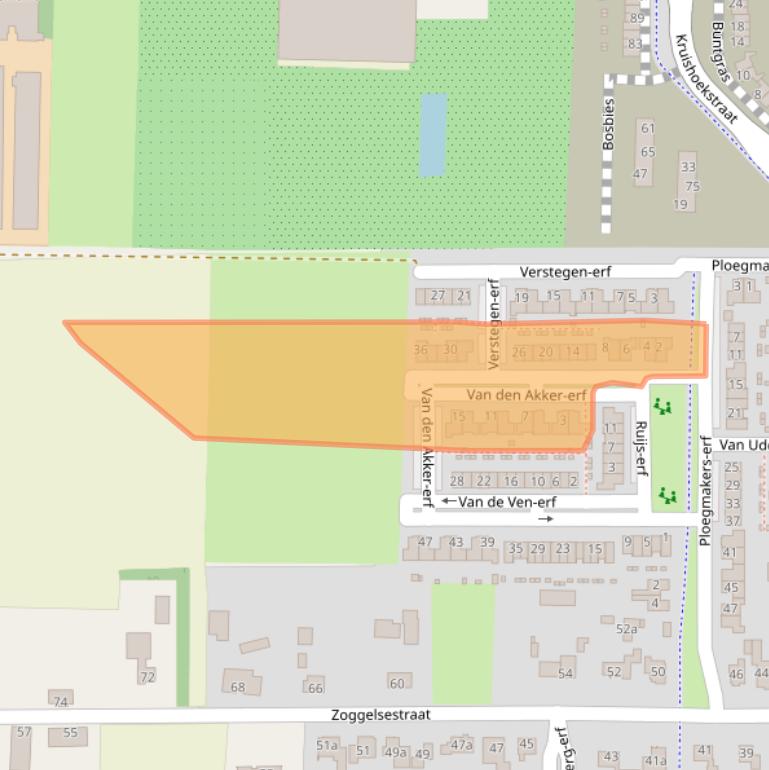 Kaart van postcodegebied 5384TT.