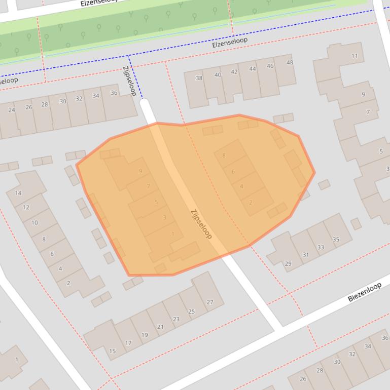 Kaart van postcodegebied 5384WJ.
