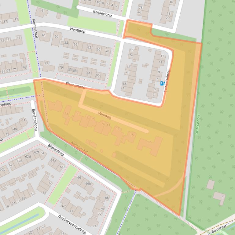 Kaart van postcodegebied 5384WS.