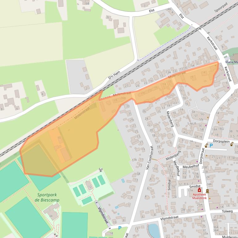 Kaart van postcodegebied 5386AB.