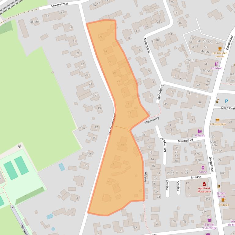 Kaart van postcodegebied 5386AE.