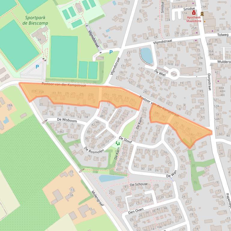 Kaart van postcodegebied 5386AH.