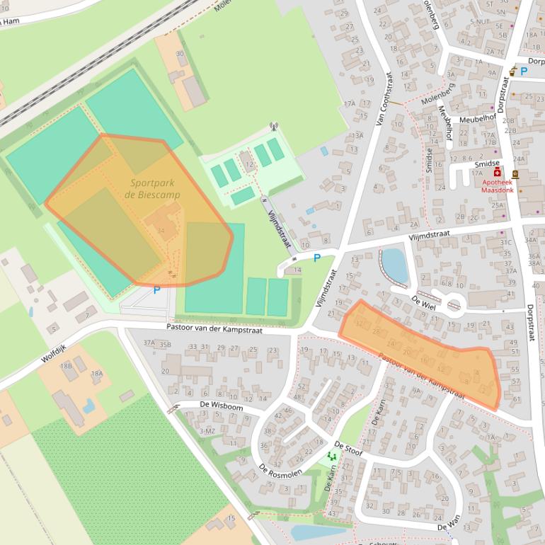 Kaart van postcodegebied 5386AJ.