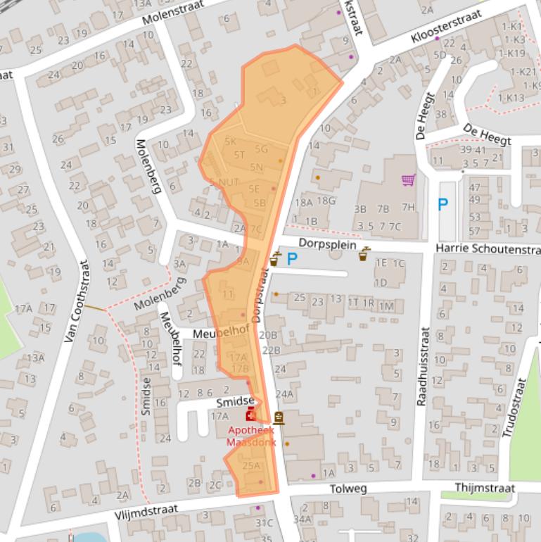 Kaart van postcodegebied 5386AK.