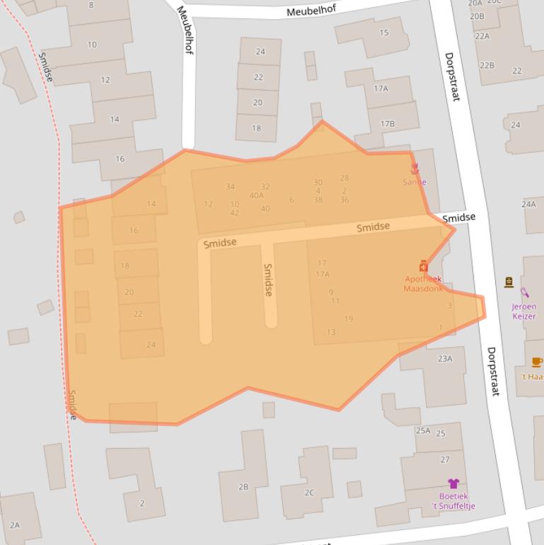 Kaart van postcodegebied 5386DB.