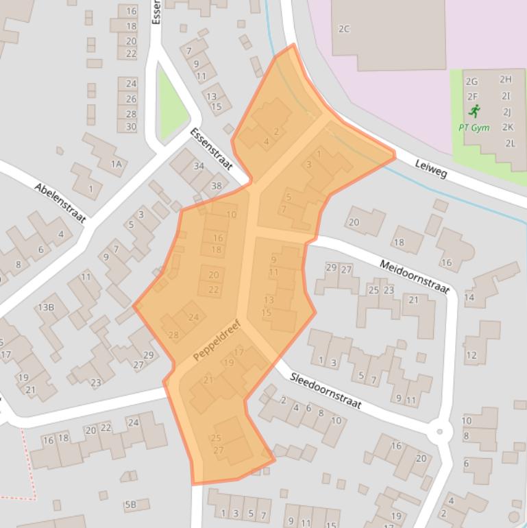 Kaart van postcodegebied 5386GT.