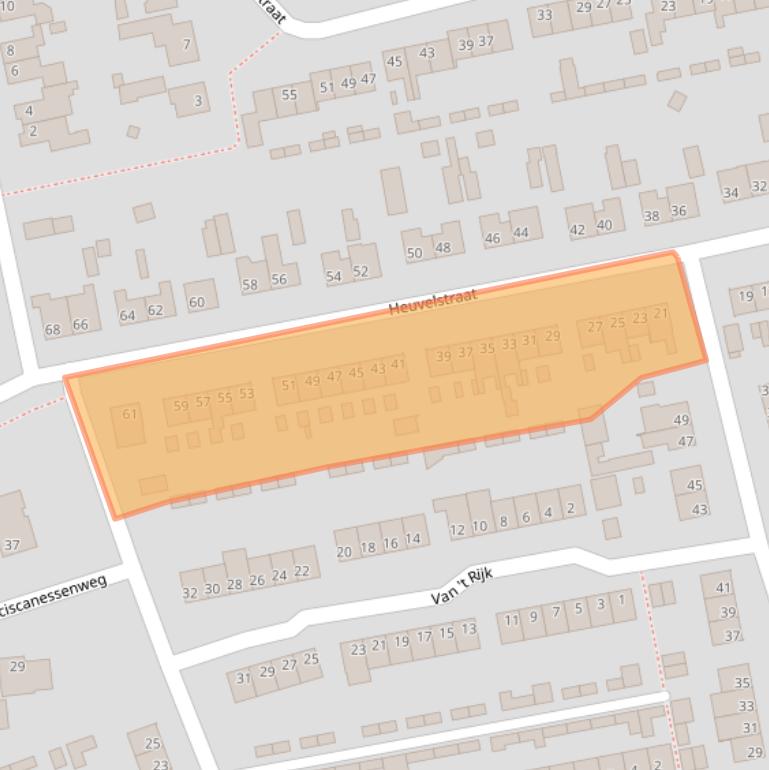 Kaart van postcodegebied 5388AB.