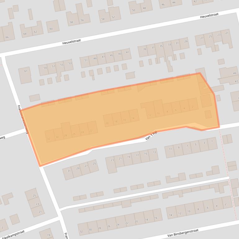Kaart van postcodegebied 5388AJ.