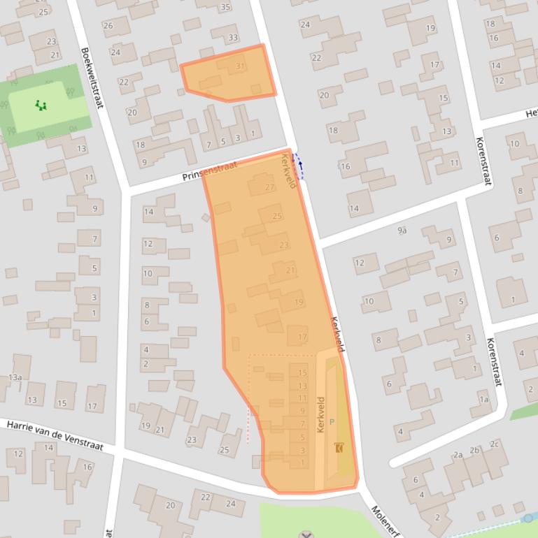 Kaart van postcodegebied 5388CD.