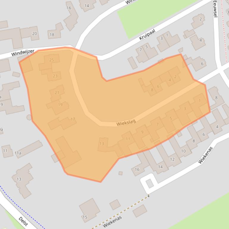 Kaart van postcodegebied 5388DE.