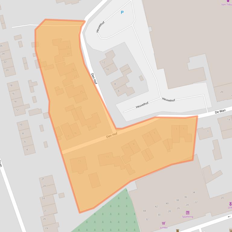 Kaart van postcodegebied 5388GN.