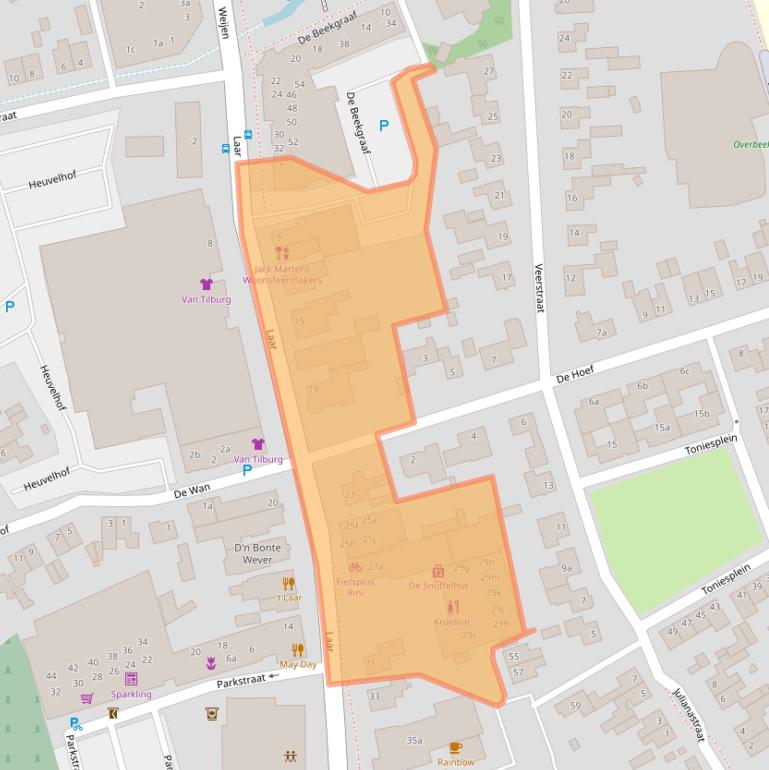 Kaart van postcodegebied 5388HB.