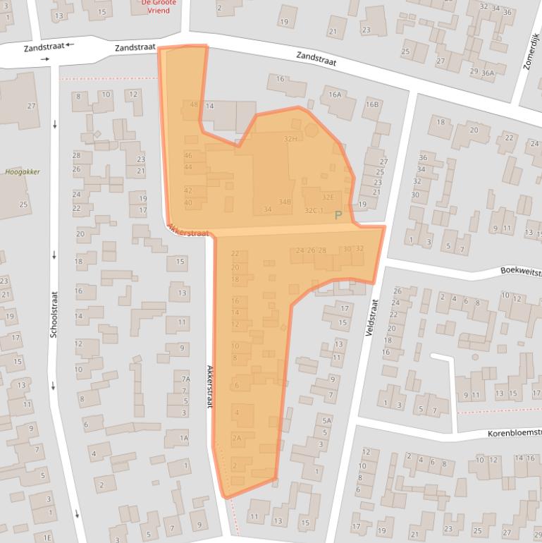 Kaart van postcodegebied 5391BB.